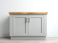 Buffet - Bois-Métal - 100 x 50 x 85 cm - Gris clair-Bois naturel - Style moderne