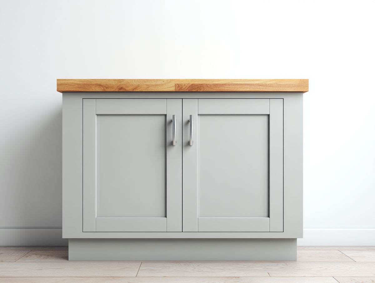 Buffet - Bois-Métal - 100 x 50 x 85 cm - Gris clair-Bois naturel - Style moderne