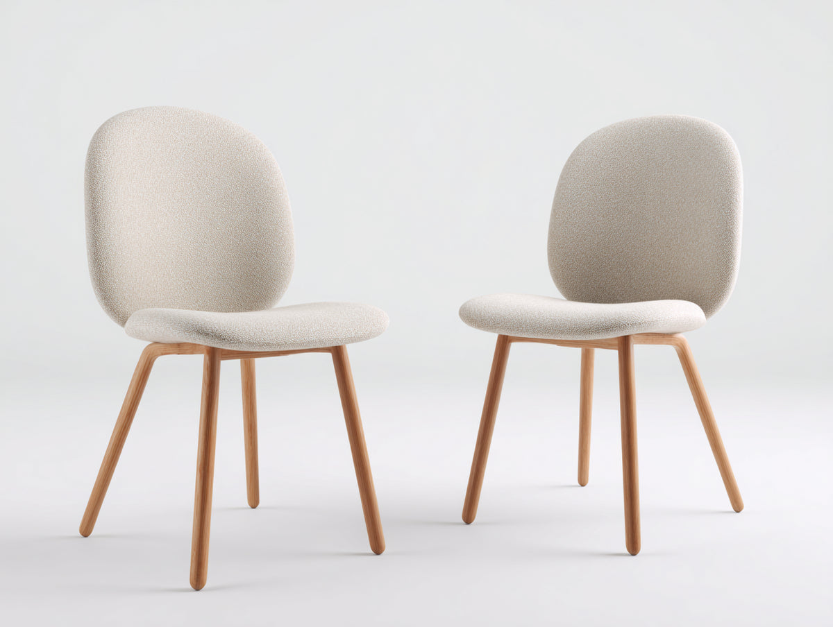 Chaise de salle à manger - Tissu-Bois - 52 x 58 x 82 cm - Beige clair-Bois naturel - Moderne