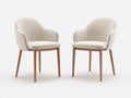 Chaise de salle à manger - Tissu-Bois - 57 x 60 x 82 cm - Crème-Bois naturel - Contemporain
