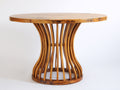 Table de jardin-Bois massif-126 x 126 x 75 cm-Brun ambré-Style sculptural contemporain