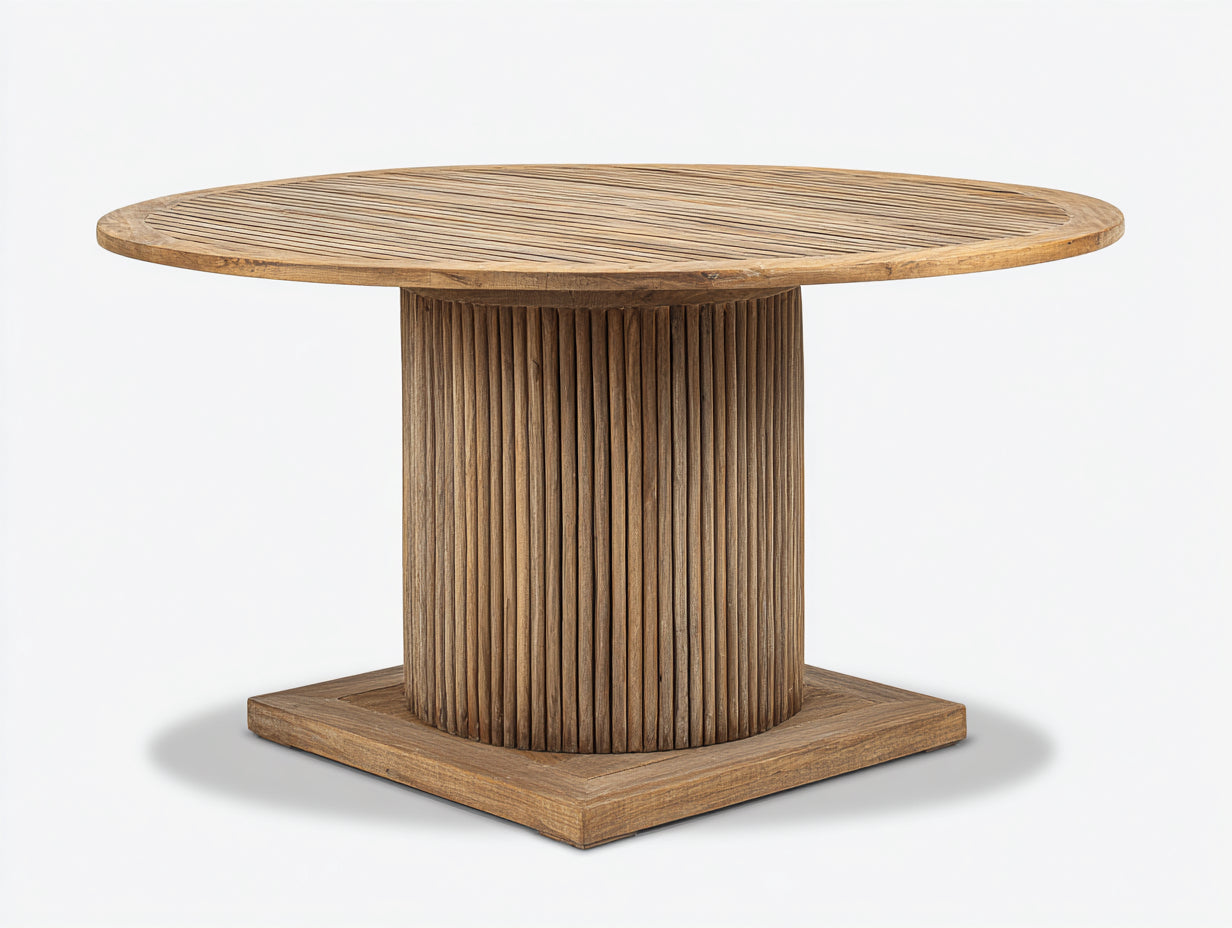 Table de jardin-Bois massif-125 x 125 x 75 cm-Brun naturel-Style contemporain rainuré