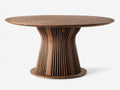 Table de jardin-Bois massif-136 x 136 x 75 cm-Brun noyer-Style sculptural contemporain