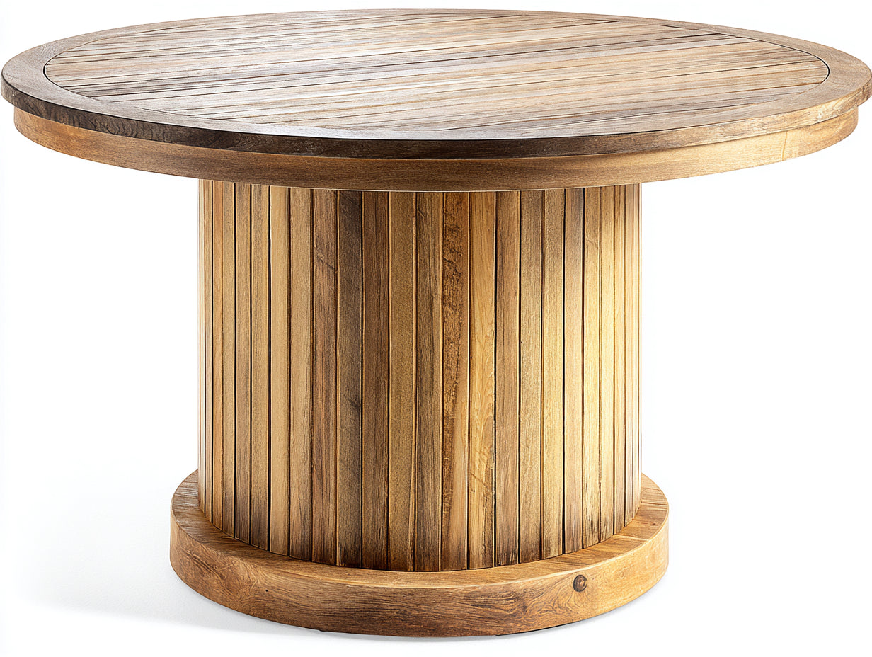 Table de jardin-Bois massif-110 x 110 x 75 cm-Bois naturel-Style rustique contemporain