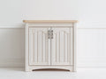 Buffet - Bois d'ingénierie-Métal - 80 x 45 x 85 cm - Blanc cassé-Bois naturel - Style champêtre classique
