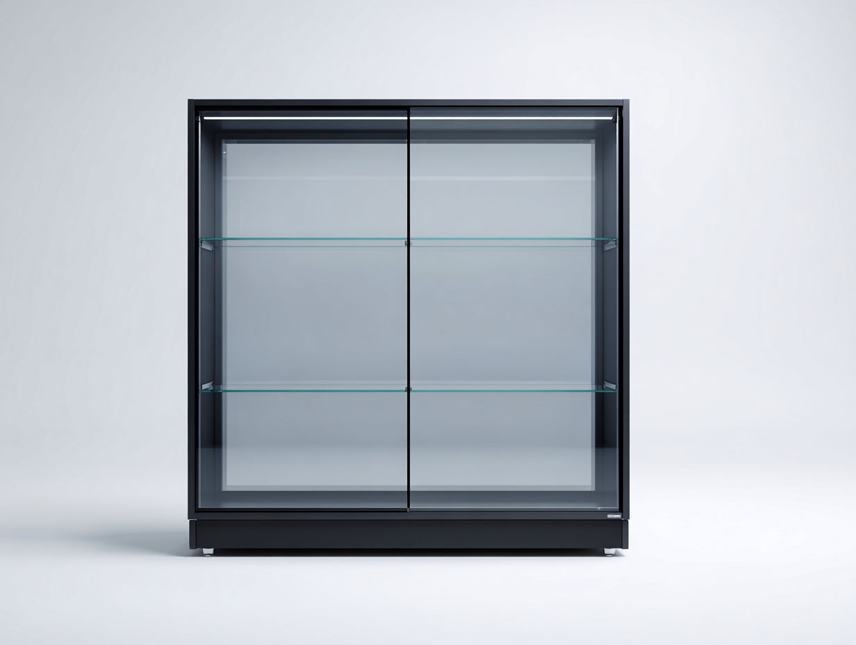 Vitrine - Métal-Verre - 120 x 40 x 135 cm - Noir - Style moderne avec éclairage