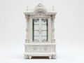 Vitrine - Bois-Verre - 120 x 48 x 220 cm - Blanc ivoire - Style baroque sculpté