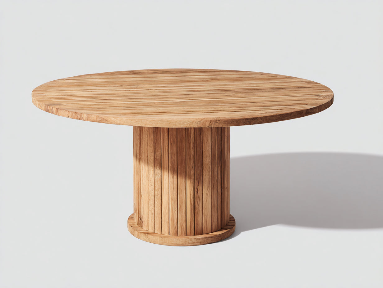 Table de jardin-Bois massif-125 x 125 x 75 cm-Bois clair-Style minimaliste contemporain