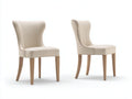 Chaise de salle à manger - Similicuir-Bois - 53 x 60 x 91 cm - Crème-Bois naturel - Classique