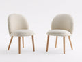 Chaise de salle à manger - Tissu bouclé-Bois - 52 x 56 x 81 cm - Crème-Bois naturel - Moderne