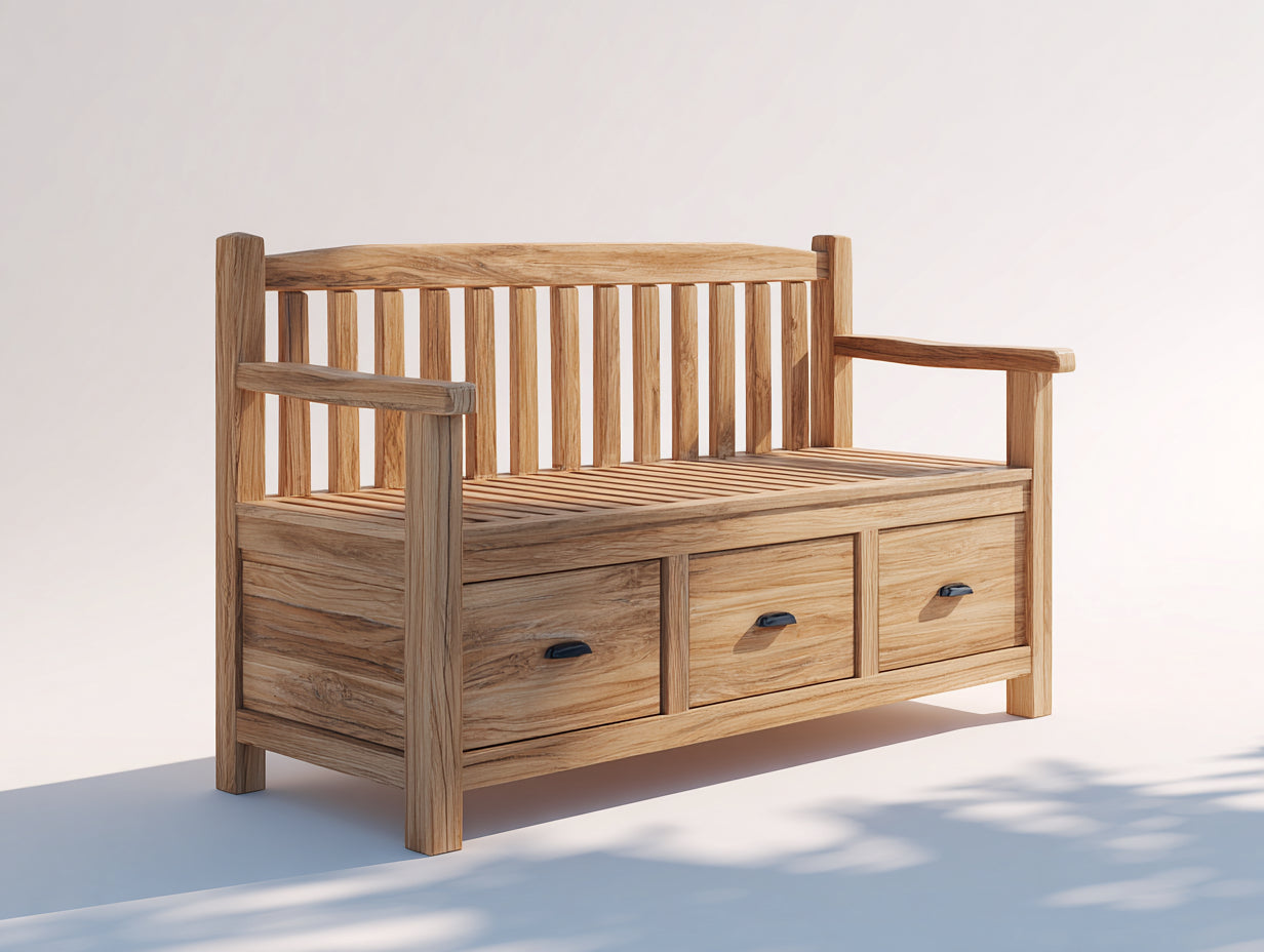 Banc de jardin - Bois massif-métal - 160 x 60 x 85 cm - Bois naturel-Noir - Style rustique