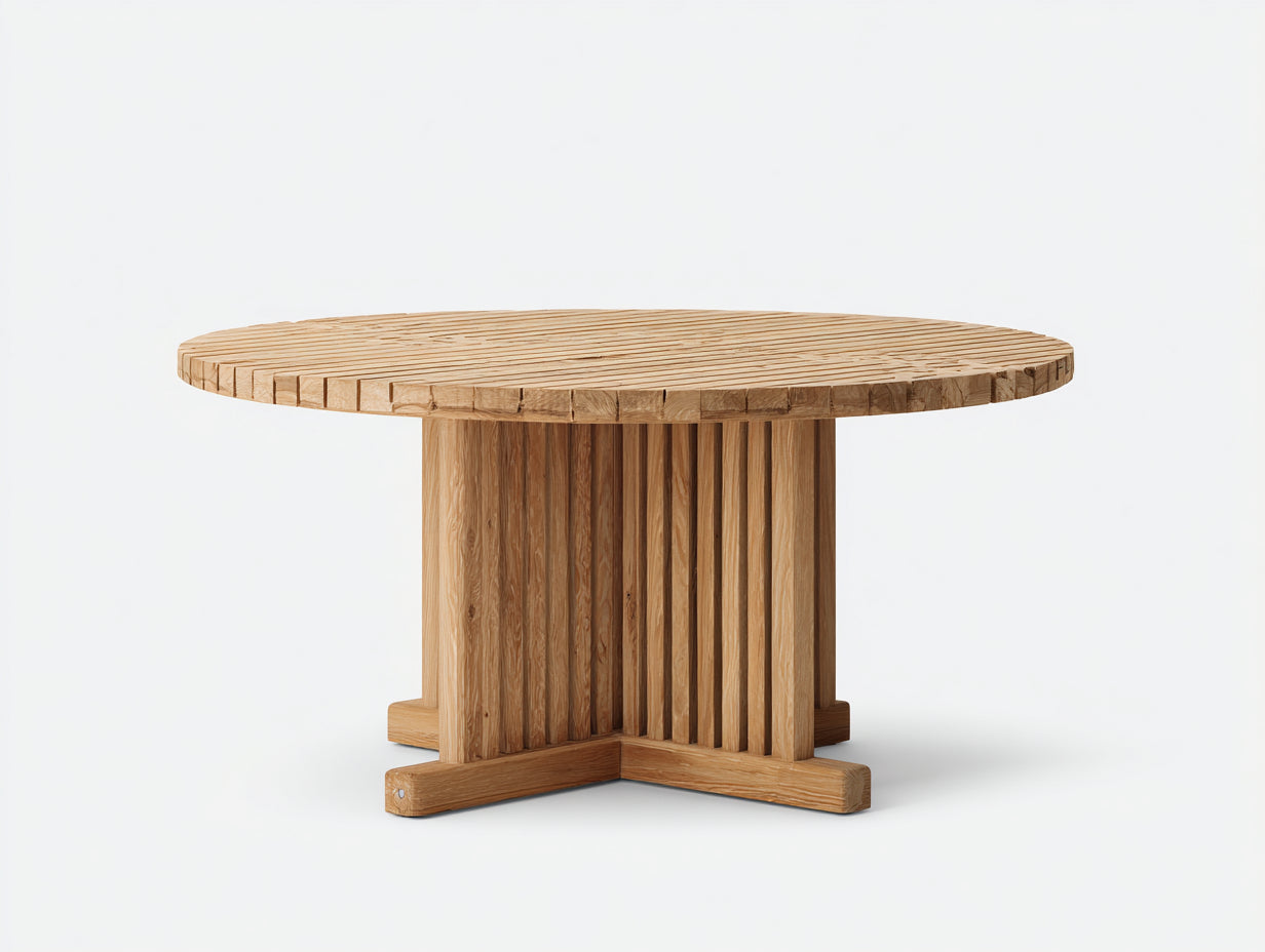 Table de jardin-Bois massif-115 x 115 x 75 cm-Bois naturel-Style rustique contemporain