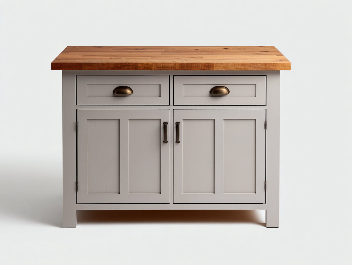 Buffet - Bois d'ingénierie-Métal - 120 x 55 x 90 cm - Gris taupe-Bois naturel - Style rustique moderne