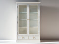 Vitrine - Bois-Verre - 105 x 42 x 190 cm - Blanc-Doré - Style classique raffiné