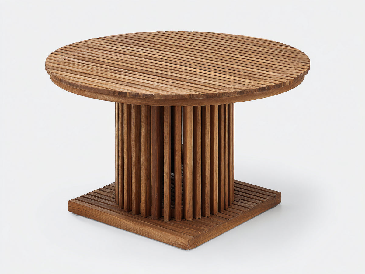 Table de jardin-Bois massif-115 x 115 x 75 cm-Brun naturel-Style contemporain à lattes