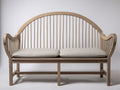 Banc de jardin - Bois massif-tissu - 165 x 68 x 115 cm - Bois naturel-Beige clair - Style classique à dossier arqué