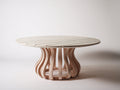 Table de jardin-Bois lamellé-130 x 130 x 75 cm-Bois clair-Style organique contemporain