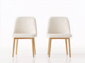 Chaise de salle à manger - Tissu-Bois - 49 x 55 x 82 cm - Ivoire-Bois clair - Minimaliste