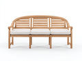 Banc de jardin - Bois massif-tissu - 190 x 67 x 92 cm - Bois naturel-Crème - Style classique à dossier cintré