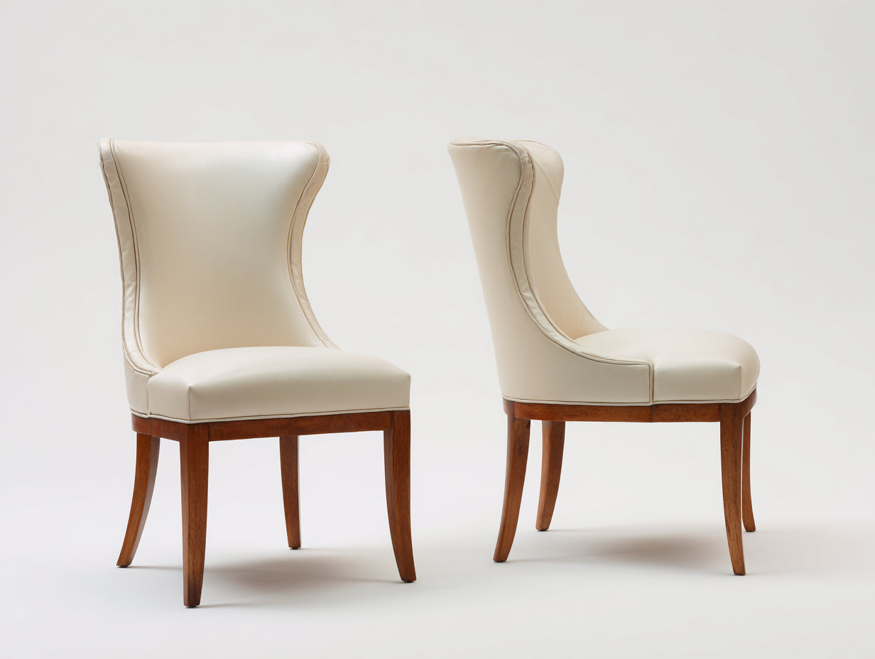 Chaise de salle à manger - Similicuir-Bois - 55 x 62 x 94 cm - Ivoire-Bois foncé - Classique