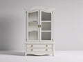 Vitrine - Bois-Verre - 100 x 42 x 190 cm - Blanc ivoire-Doré - Style classique