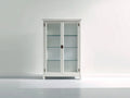 Vitrine - Bois-Verre - 100 x 40 x 180 cm - Blanc - Style classique épuré