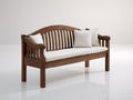 Banc de jardin - Bois massif-tissu - 170 x 65 x 90 cm - Brun foncé-Blanc cassé - Style rustique à dossier arqué