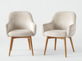 Chaise de salle à manger - Tissu-Bois - 60 x 62 x 84 cm - Crème-Bois naturel - Moderne