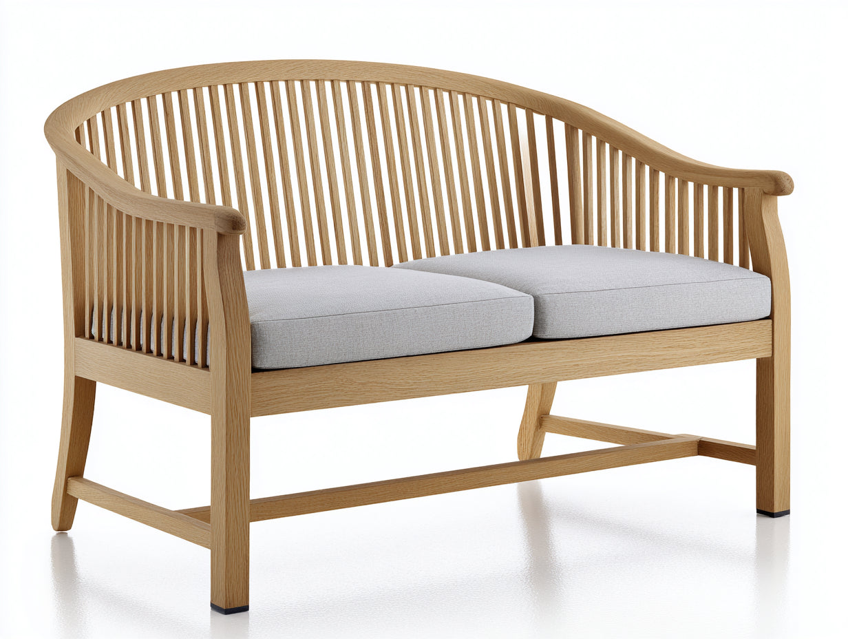 Banc de jardin - Bois massif-tissu - 150 x 65 x 85 cm - Bois naturel-Gris clair - Style classique