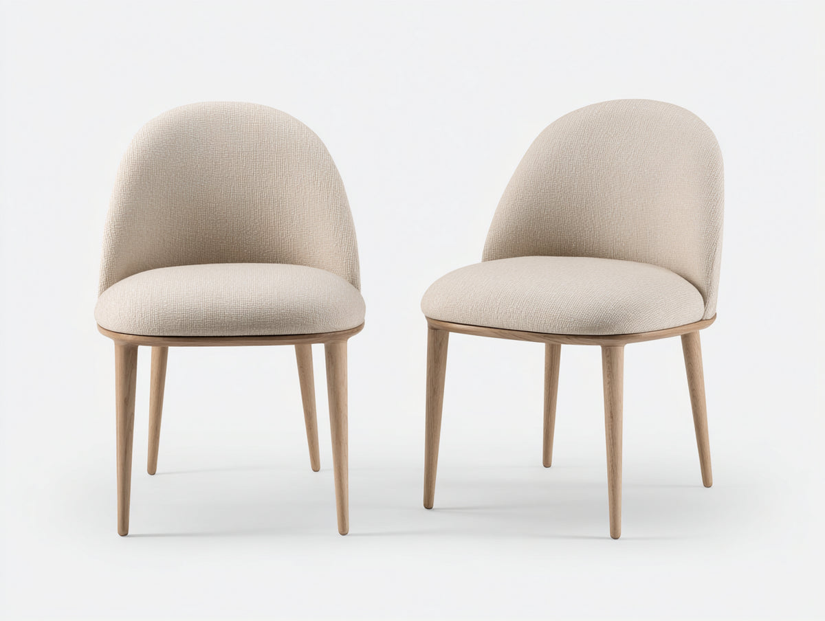 Chaise de salle à manger - Tissu-Bois - 51 x 57 x 82 cm - Beige-Bois clair - Minimaliste