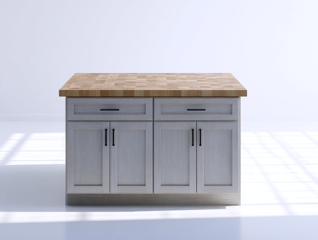 Buffet - Bois-Métal - 130 x 60 x 90 cm - Blanc vieilli-Bois naturel - Style rustique moderne