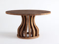 Table de jardin-Bois massif-125 x 125 x 75 cm-Brun foncé-Style rustique organique