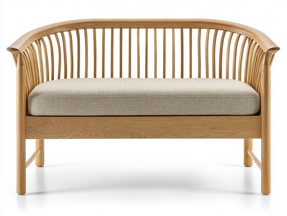 Banc de jardin - Bois massif-tissu - 145 x 62 x 88 cm - Bois naturel-Beige - Style contemporain organique